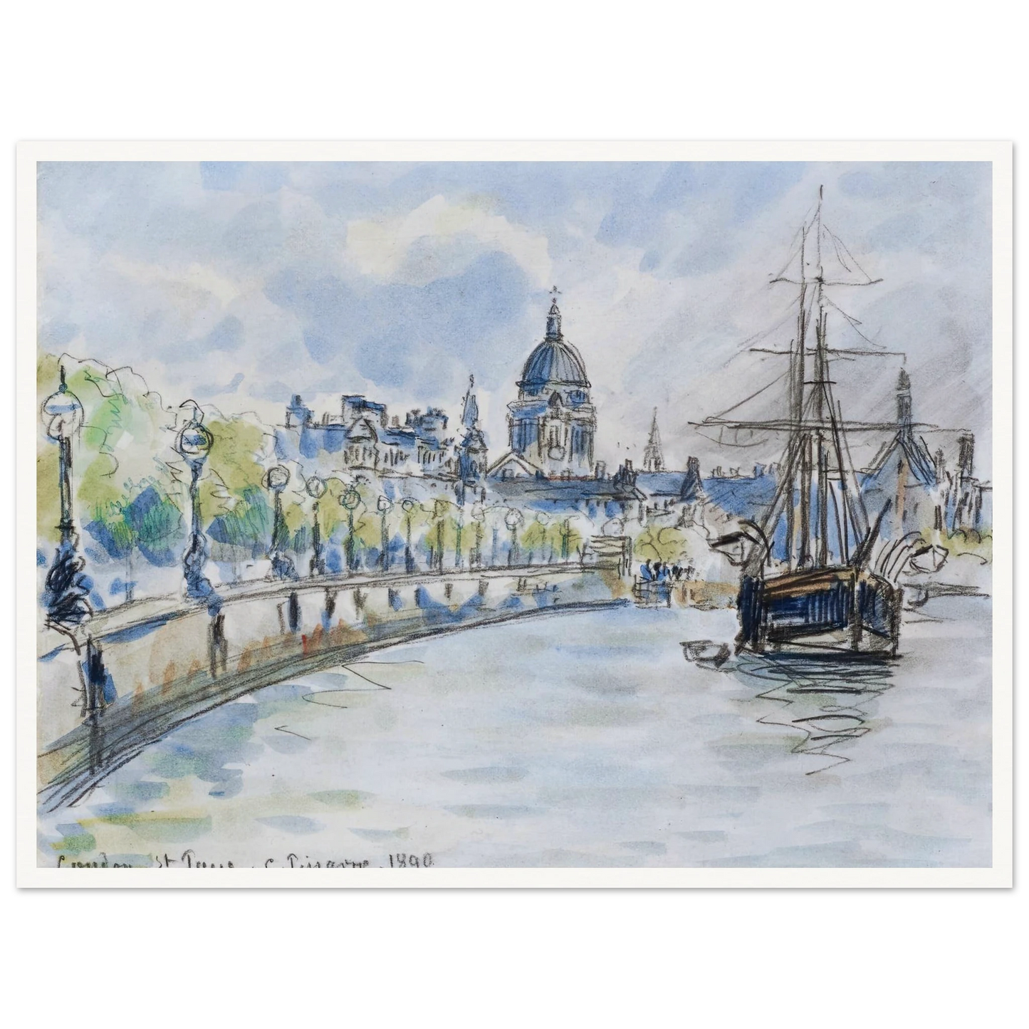 London, St. Paul’s Cathedral (1890) Art Print | Camille Pissarro - Framed Poster - 30x40 cm / 12x16″ - Black frame