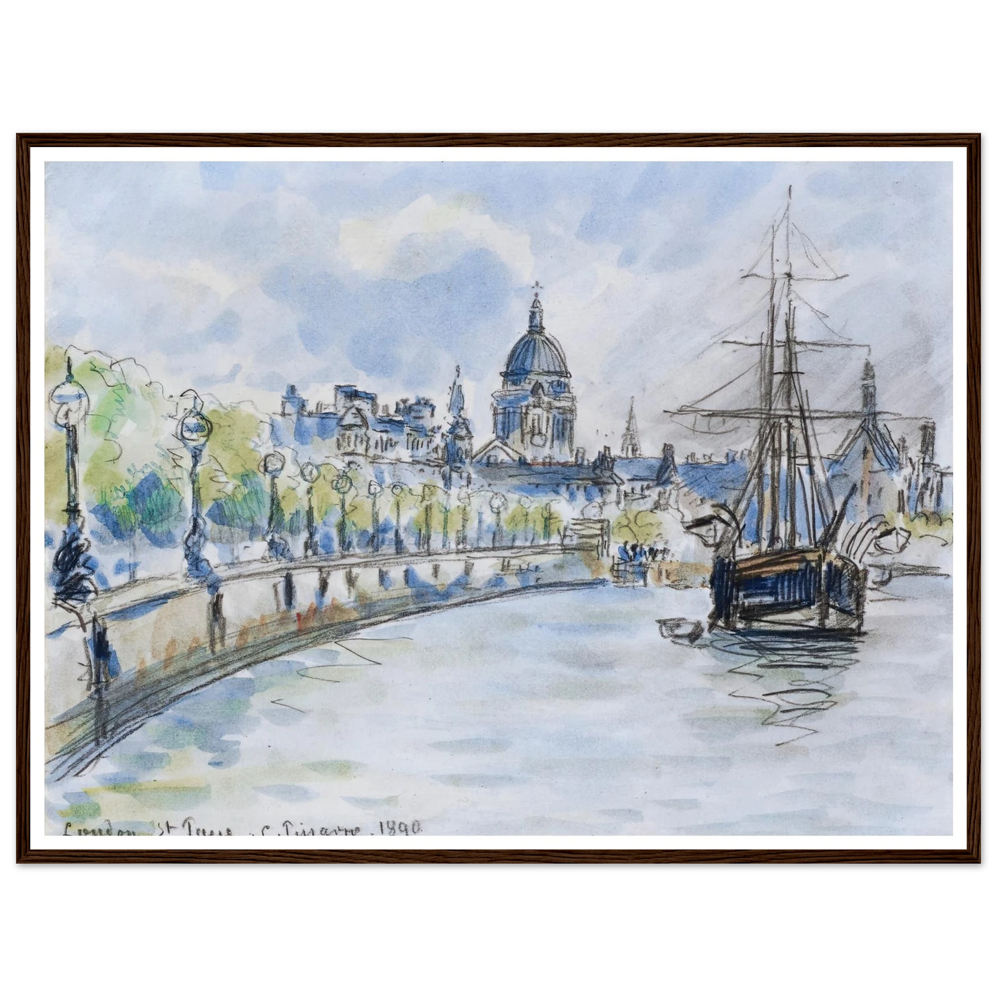 London, St. Paul’s Cathedral (1890) Art Print | Camille Pissarro - Framed Poster - 30x40 cm / 12x16″ - Black frame