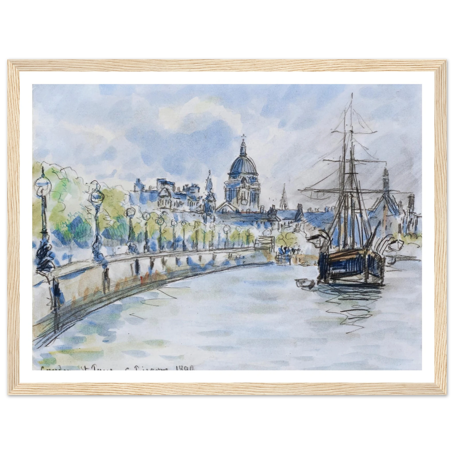 London, St. Paul’s Cathedral (1890) Art Print | Camille Pissarro - Framed Poster - 30x40 cm / 12x16″ - Black frame