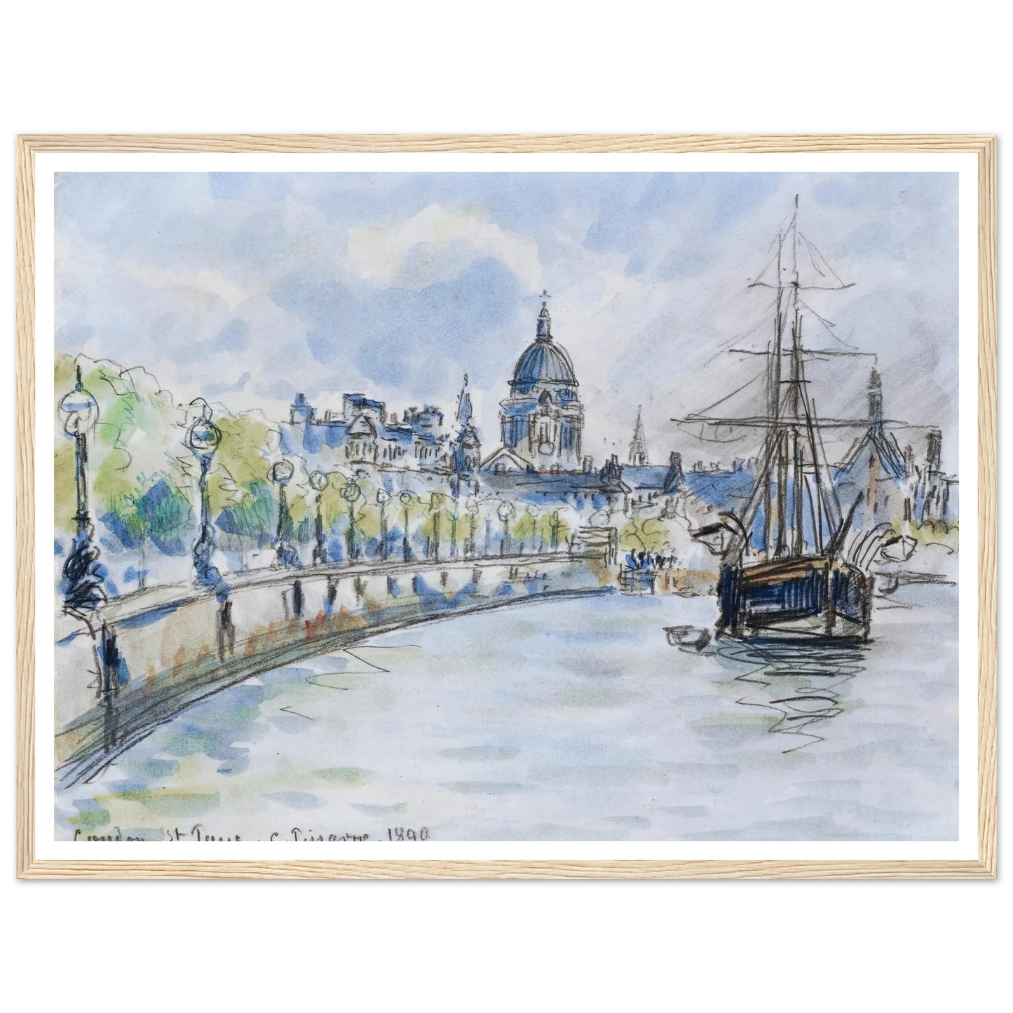 London, St. Paul’s Cathedral (1890) Art Print | Camille Pissarro - Framed Poster - 30x40 cm / 12x16″ - Black frame