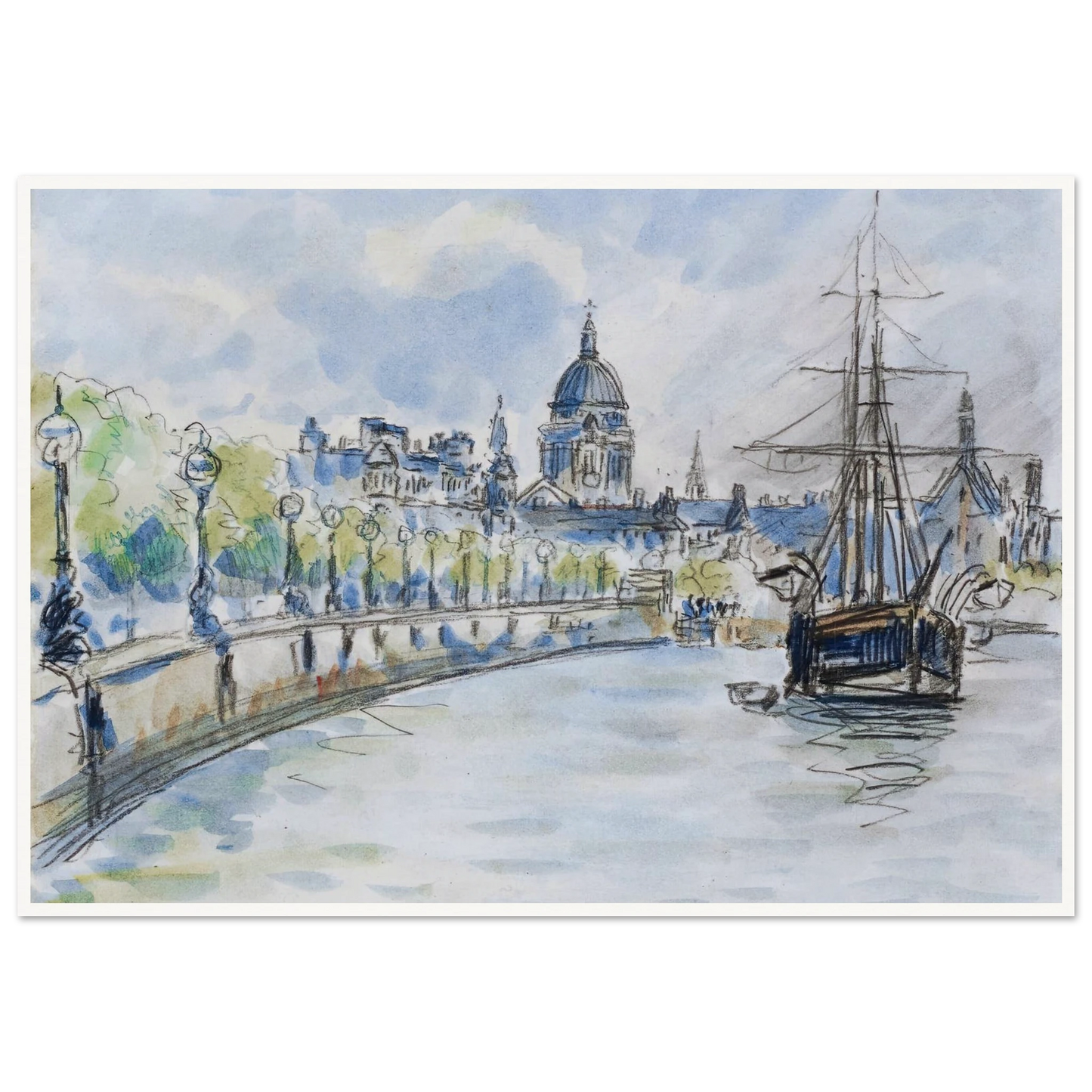 London, St. Paul’s Cathedral (1890) Art Print | Camille Pissarro - Framed Poster - 30x40 cm / 12x16″ - Black frame