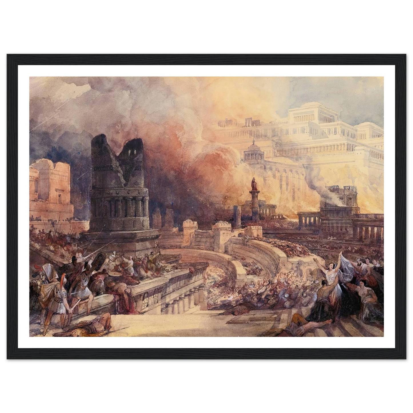 London The Destruction Of A City (1832) Art Print | David Roberts - Framed Poster - 30x40 cm / 12x16″ - Black frame
