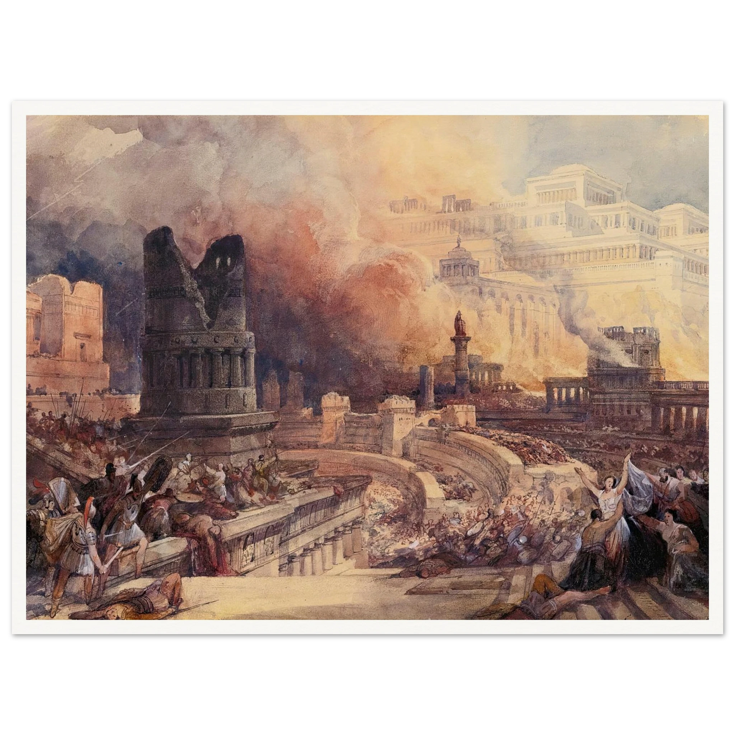 London The Destruction Of A City (1832) Art Print | David Roberts - Framed Poster - 30x40 cm / 12x16″ - Black frame