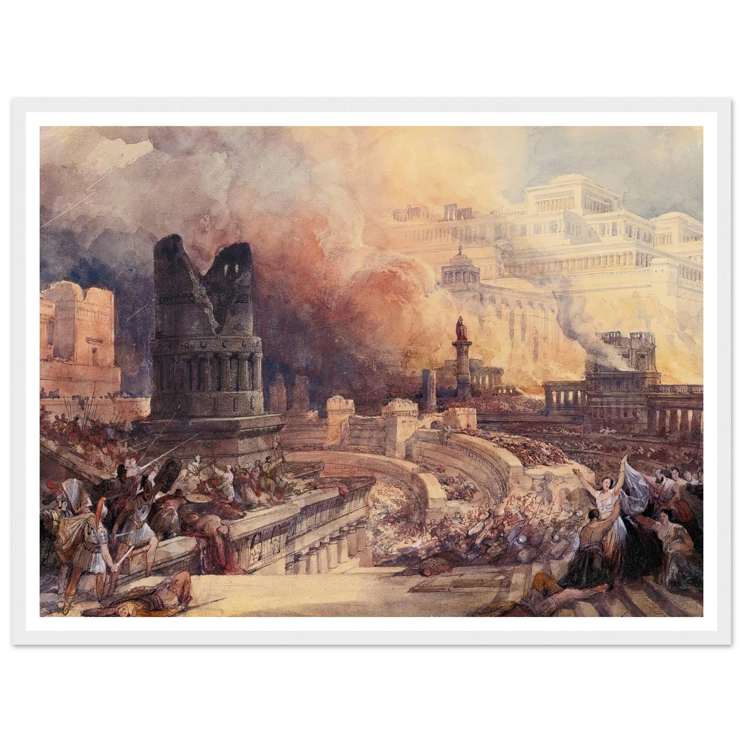 London The Destruction Of A City (1832) Art Print | David Roberts - Framed Poster - 30x40 cm / 12x16″ - Black frame