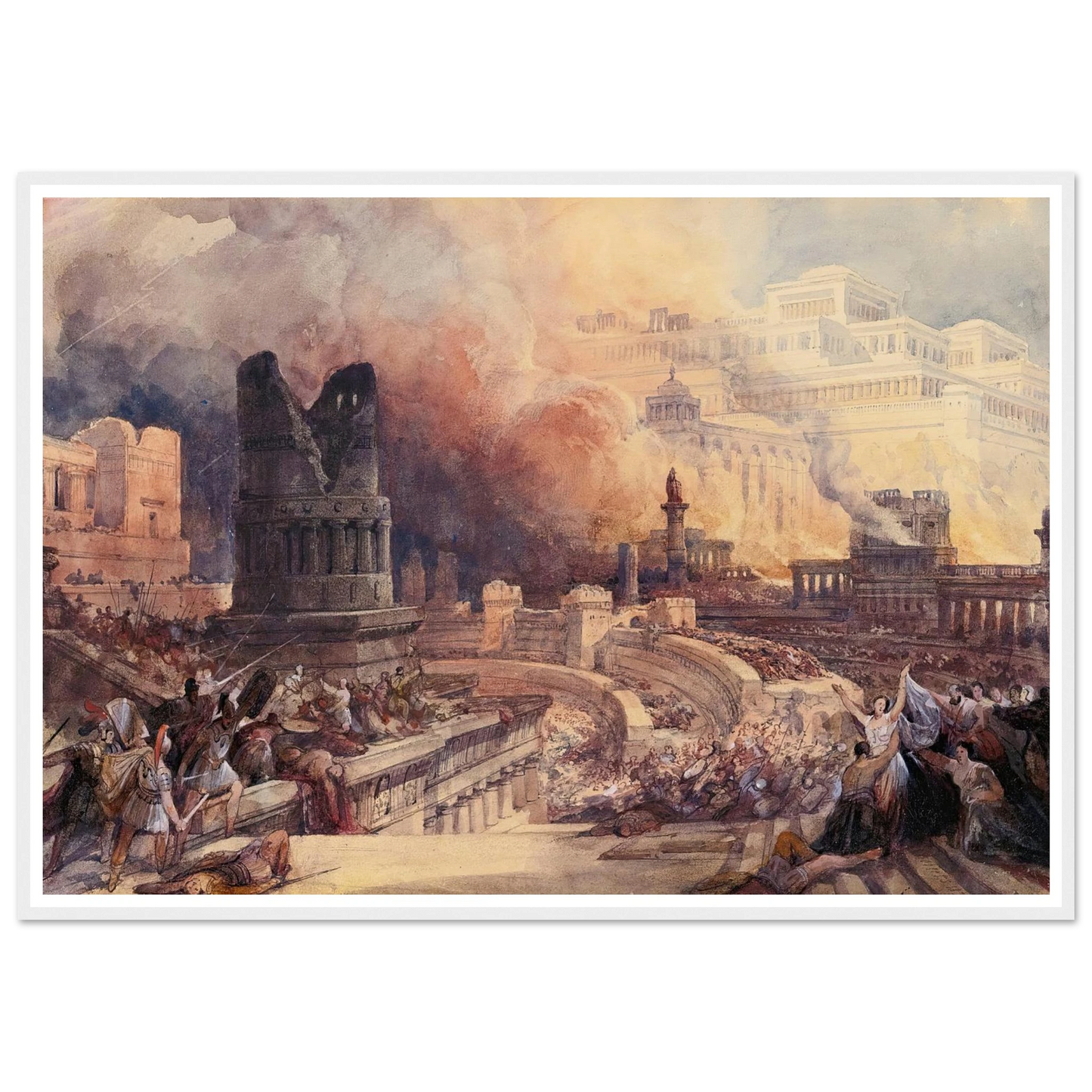 London The Destruction Of A City (1832) Art Print | David Roberts - Framed Poster - 30x40 cm / 12x16″ - Black frame