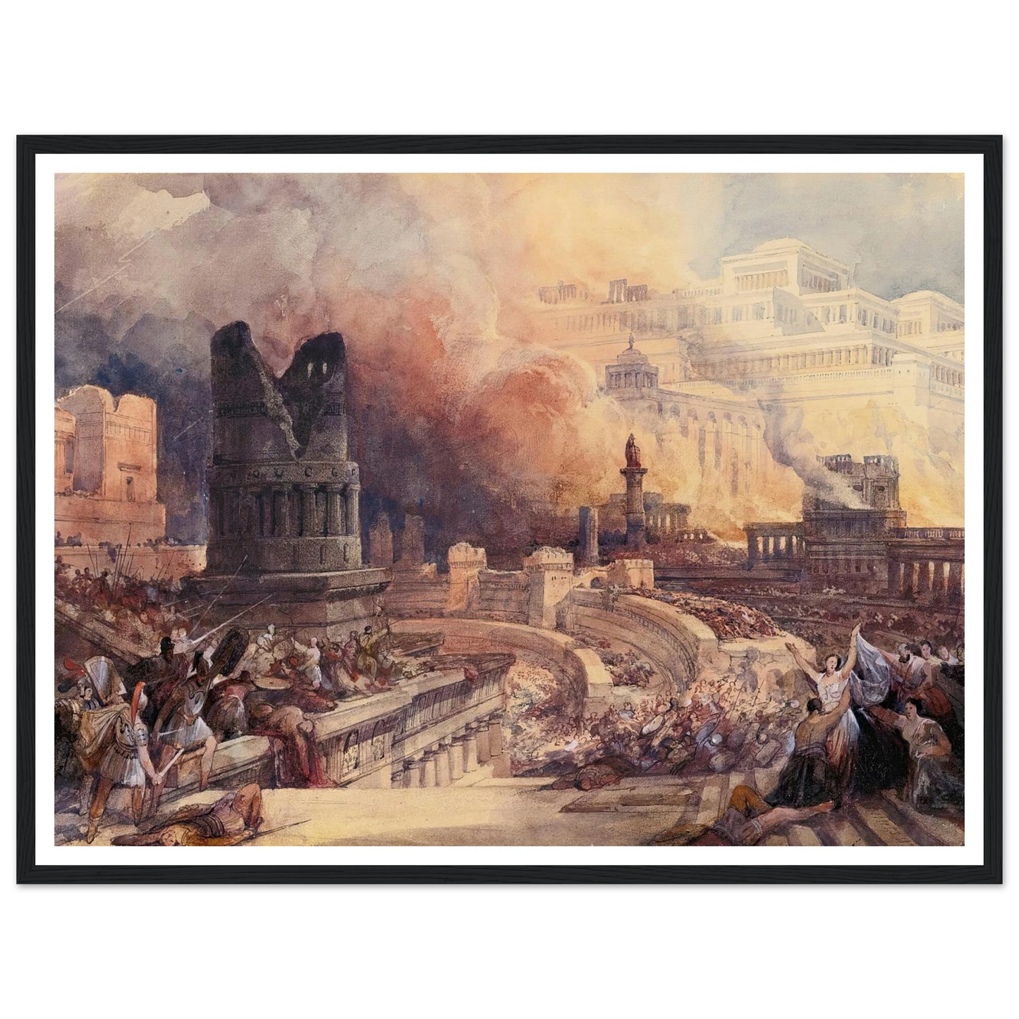 London The Destruction Of A City (1832) Art Print | David Roberts - Framed Poster - 30x40 cm / 12x16″ - Black frame