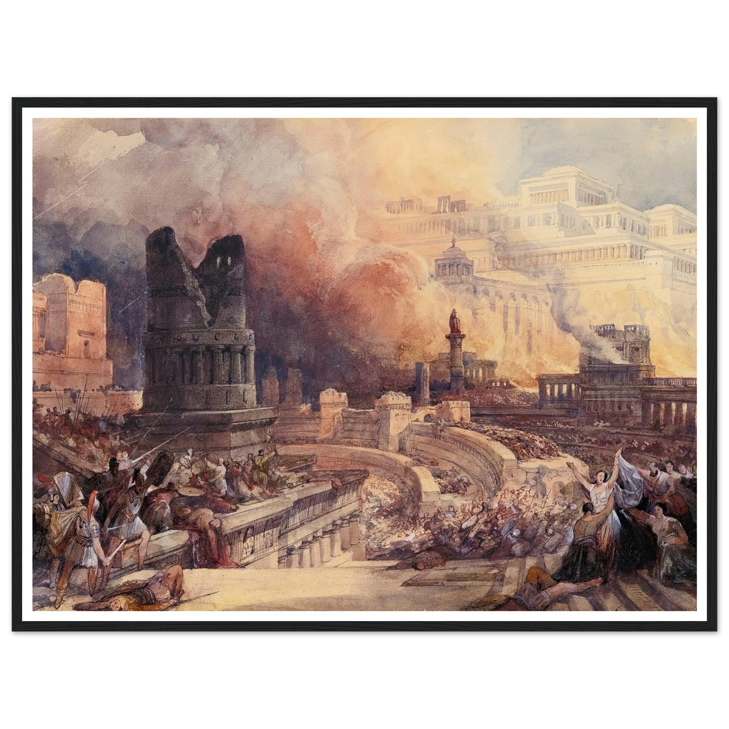 London The Destruction Of A City (1832) Art Print | David Roberts - Framed Poster - 30x40 cm / 12x16″ - Black frame