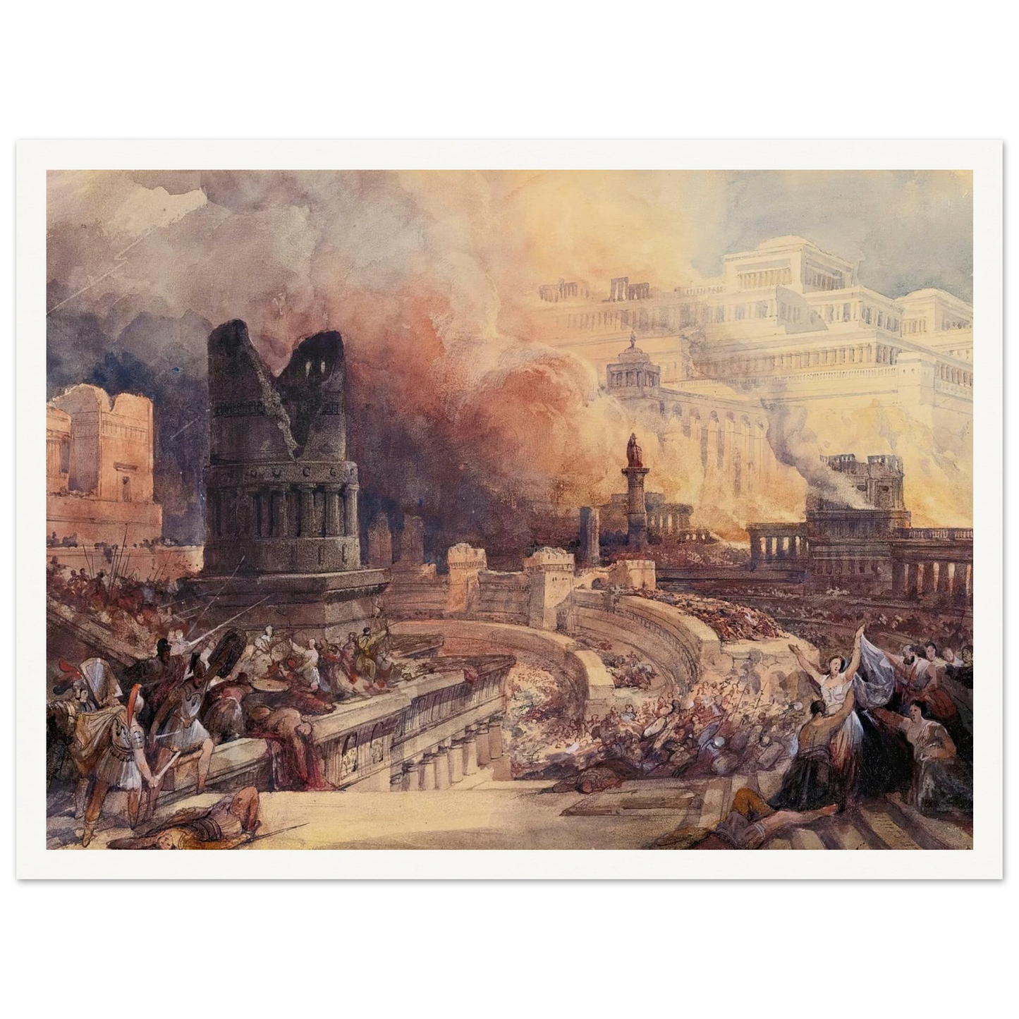 London The Destruction Of A City (1832) Art Print | David Roberts - Framed Poster - 30x40 cm / 12x16″ - Black frame