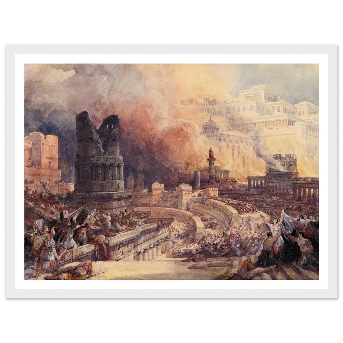 London The Destruction Of A City (1832) Art Print | David Roberts - Framed Poster - 30x40 cm / 12x16″ - Black frame