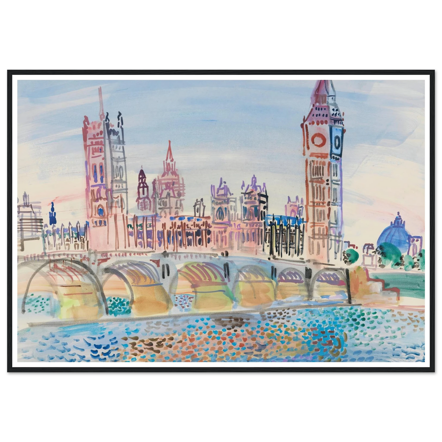 Londres, le Parlement (1930) Art Print | Raoul Dufy - Framed Poster - 30x40 cm / 12x16″ - Black frame