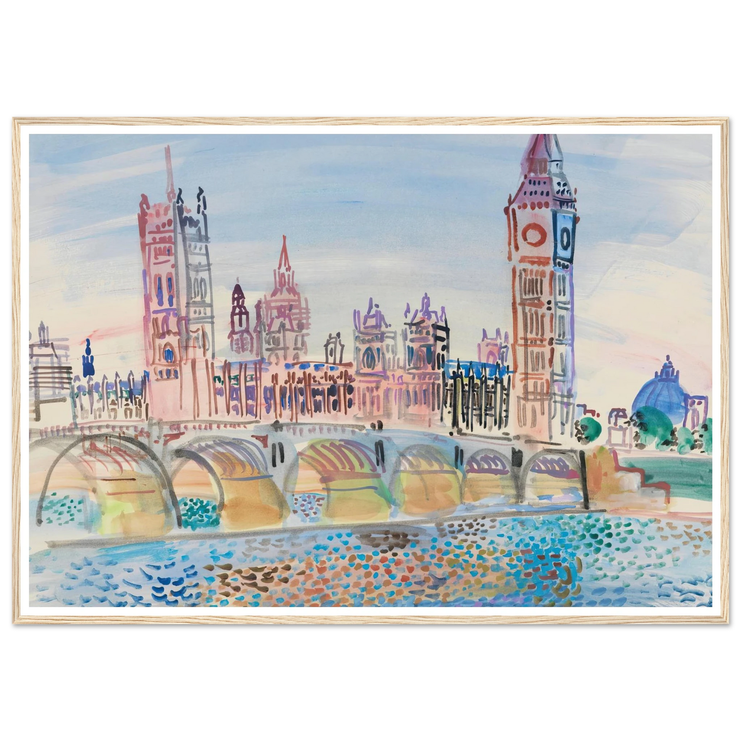 Londres, le Parlement (1930) Art Print | Raoul Dufy - Framed Poster - 30x40 cm / 12x16″ - Black frame