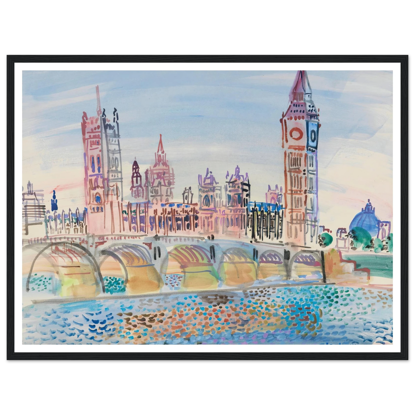 Londres, le Parlement (1930) Art Print | Raoul Dufy - Framed Poster - 30x40 cm / 12x16″ - Black frame