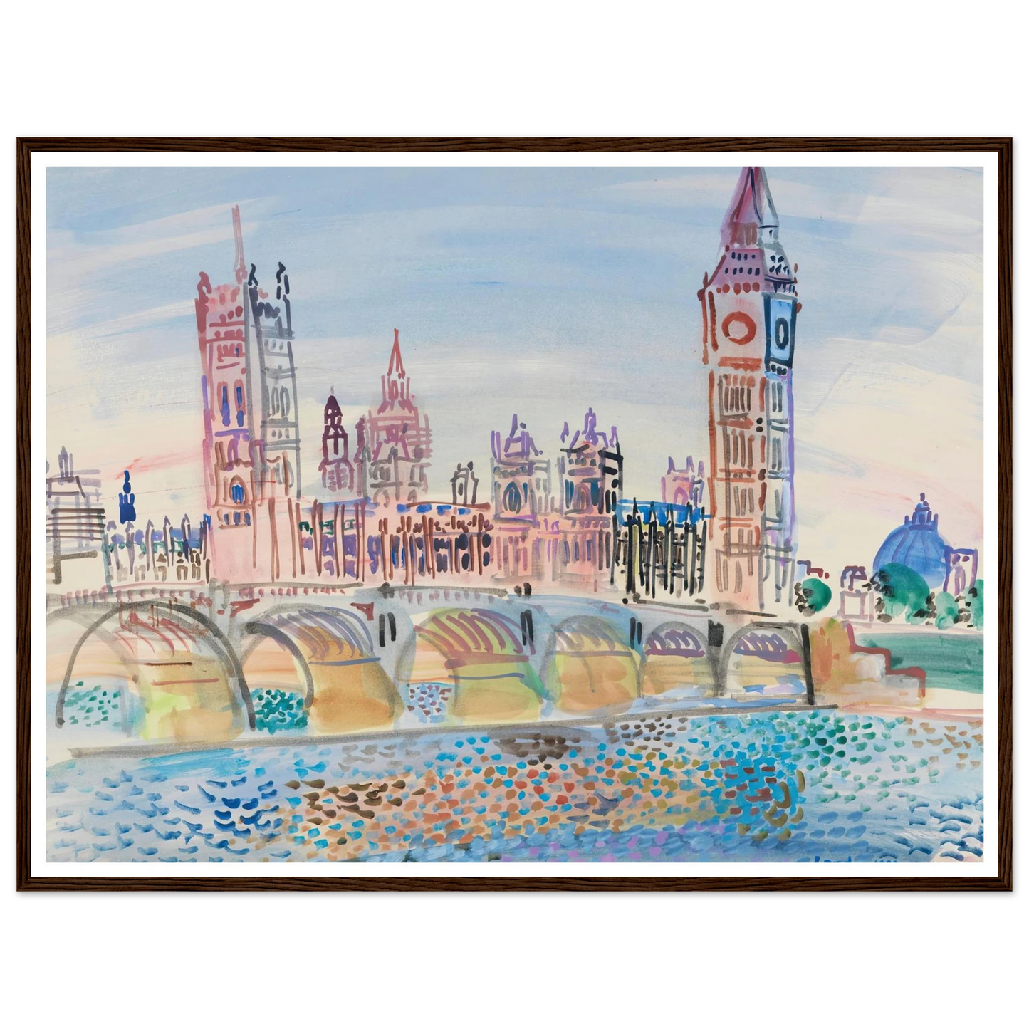 Londres, le Parlement (1930) Art Print | Raoul Dufy - Framed Poster - 30x40 cm / 12x16″ - Black frame