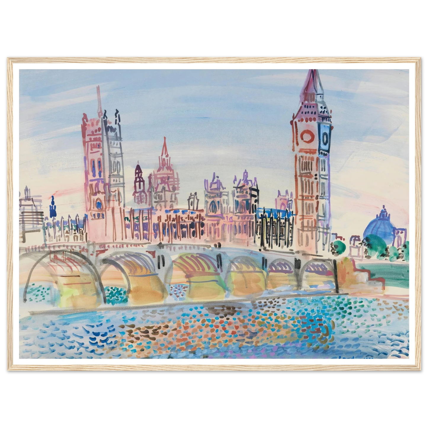 Londres, le Parlement (1930) Art Print | Raoul Dufy - Framed Poster - 30x40 cm / 12x16″ - Black frame