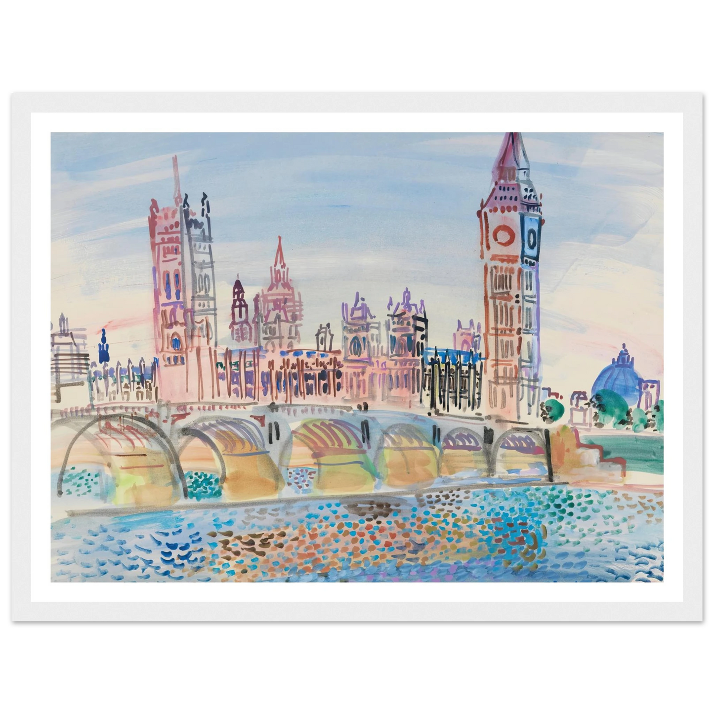 Londres, le Parlement (1930) Art Print | Raoul Dufy - Framed Poster - 30x40 cm / 12x16″ - Black frame