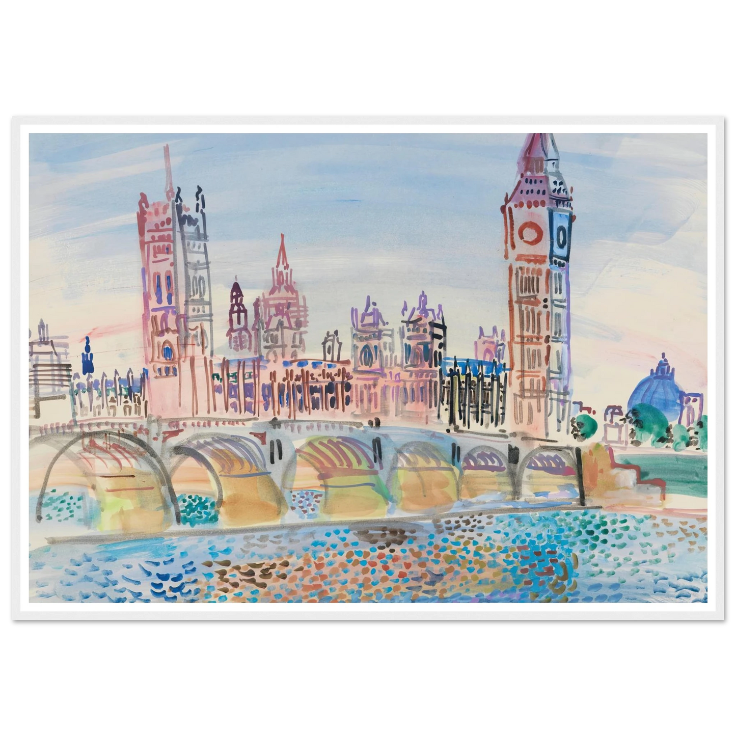 Londres, le Parlement (1930) Art Print | Raoul Dufy - Framed Poster - 30x40 cm / 12x16″ - Black frame