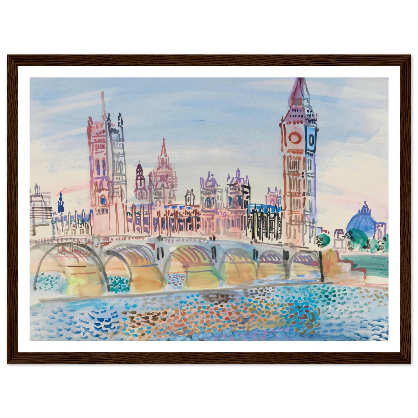 Londres, le Parlement (1930) Art Print | Raoul Dufy - Framed Poster - 30x40 cm / 12x16″ - Black frame