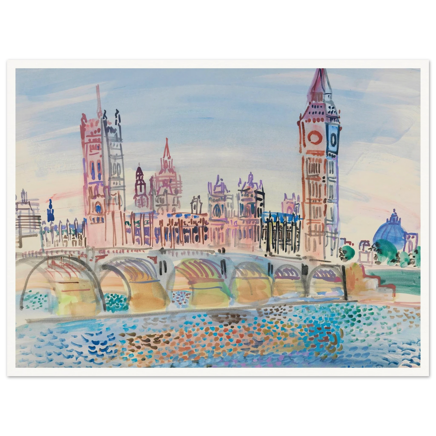 Londres, le Parlement (1930) Art Print | Raoul Dufy - Framed Poster - 30x40 cm / 12x16″ - Black frame