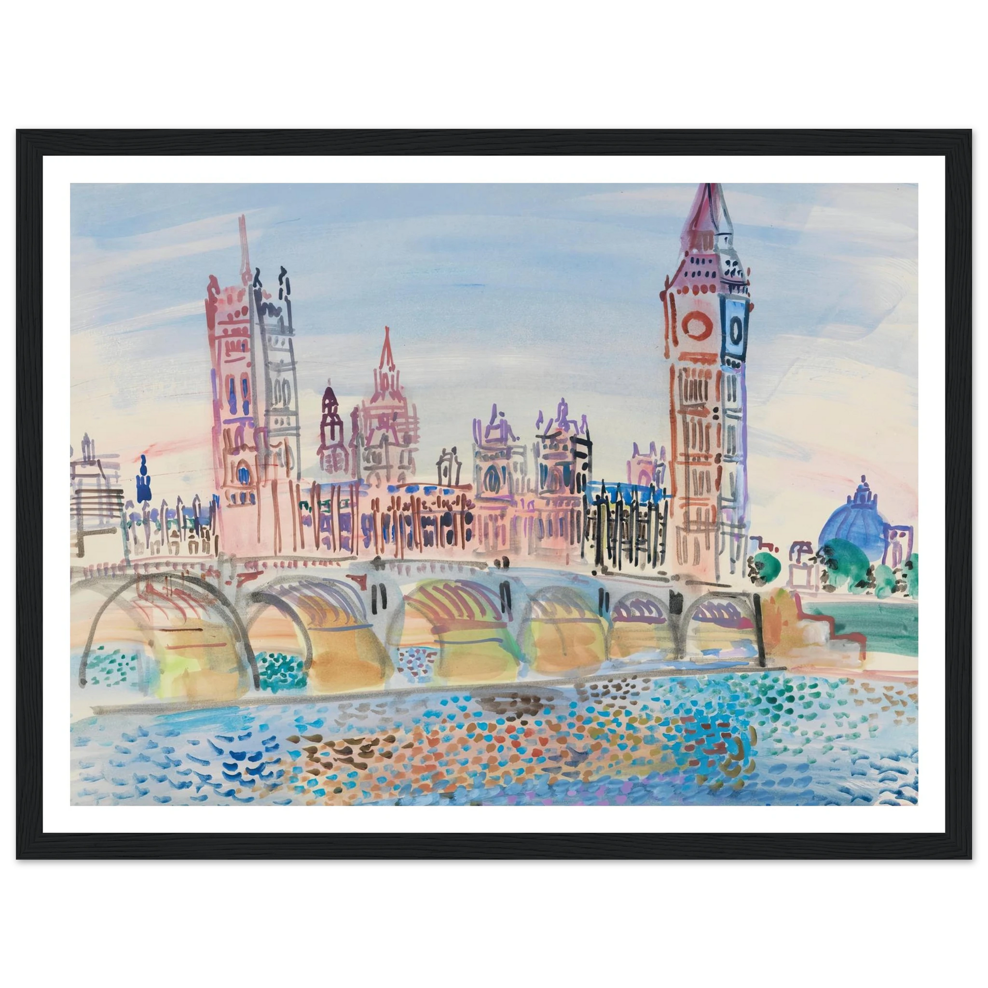 Londres, le Parlement (1930) Art Print | Raoul Dufy - Framed Poster - 30x40 cm / 12x16″ - Black frame