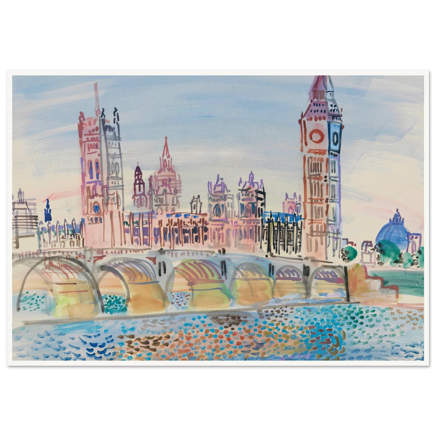 Londres, le Parlement (1930) Art Print | Raoul Dufy - Framed Poster - 30x40 cm / 12x16″ - Black frame