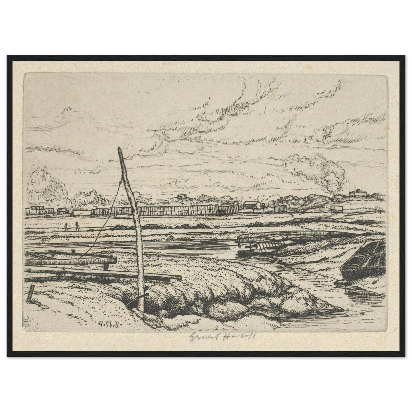 Long Island Marshes (1900-1925) Art Print | Ernest Haskell - Framed Poster - 30x40 cm / 12x16″ - Black frame