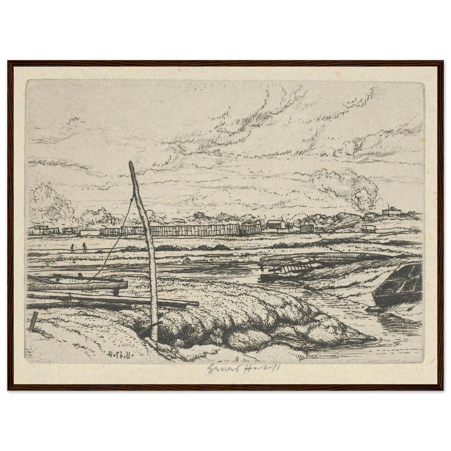 Long Island Marshes (1900-1925) Art Print | Ernest Haskell - Framed Poster - 30x40 cm / 12x16″ - Black frame