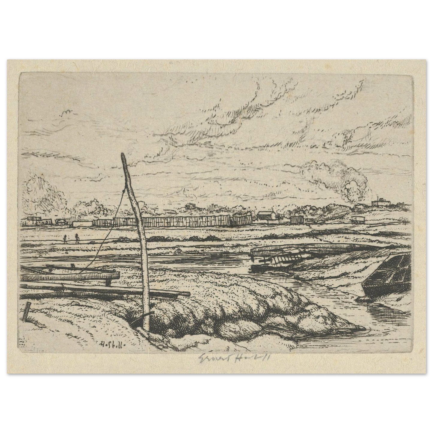 Long Island Marshes (1900-1925) Art Print | Ernest Haskell - Framed Poster - 30x40 cm / 12x16″ - Black frame