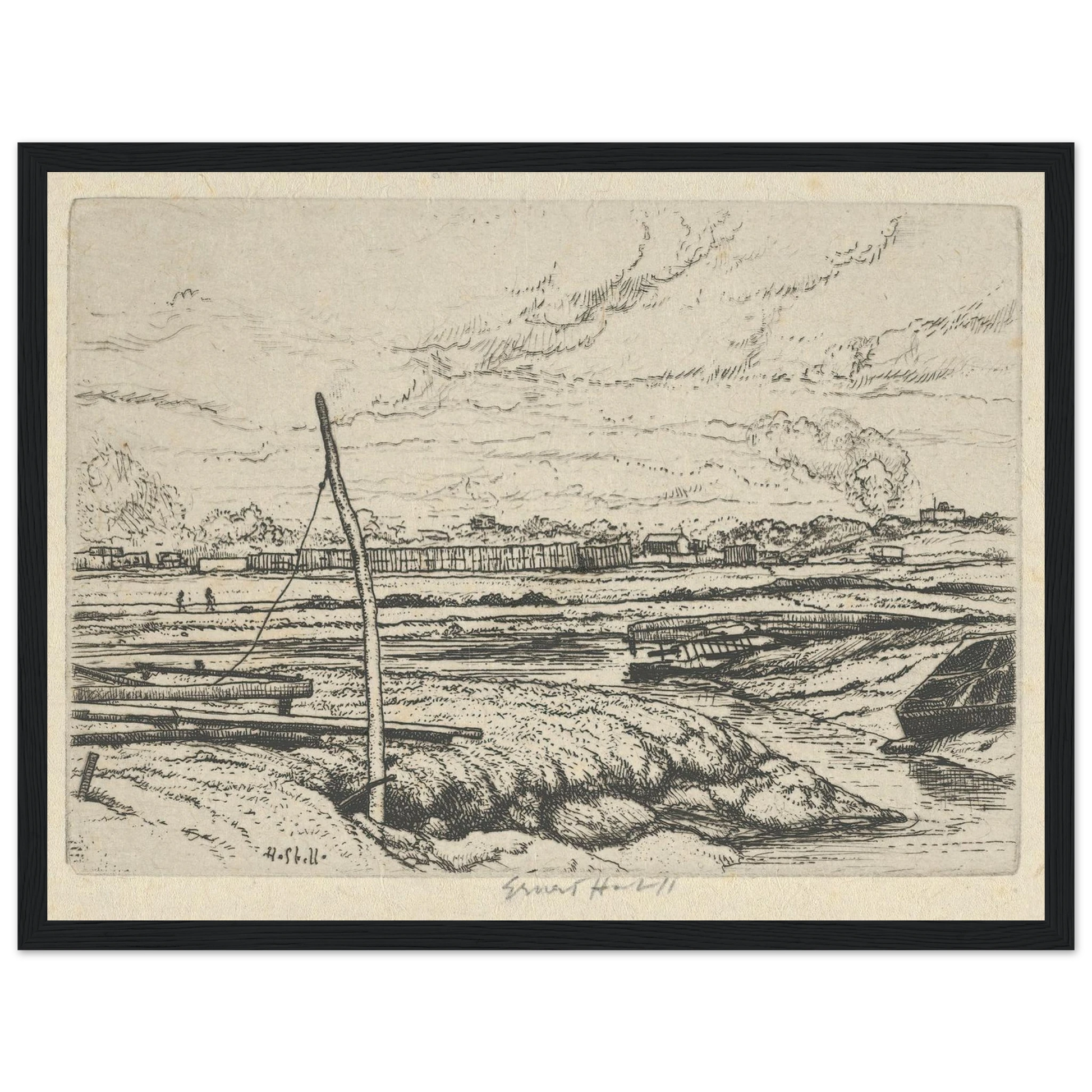 Long Island Marshes (1900-1925) Art Print | Ernest Haskell - Framed Poster - 30x40 cm / 12x16″ - Black frame