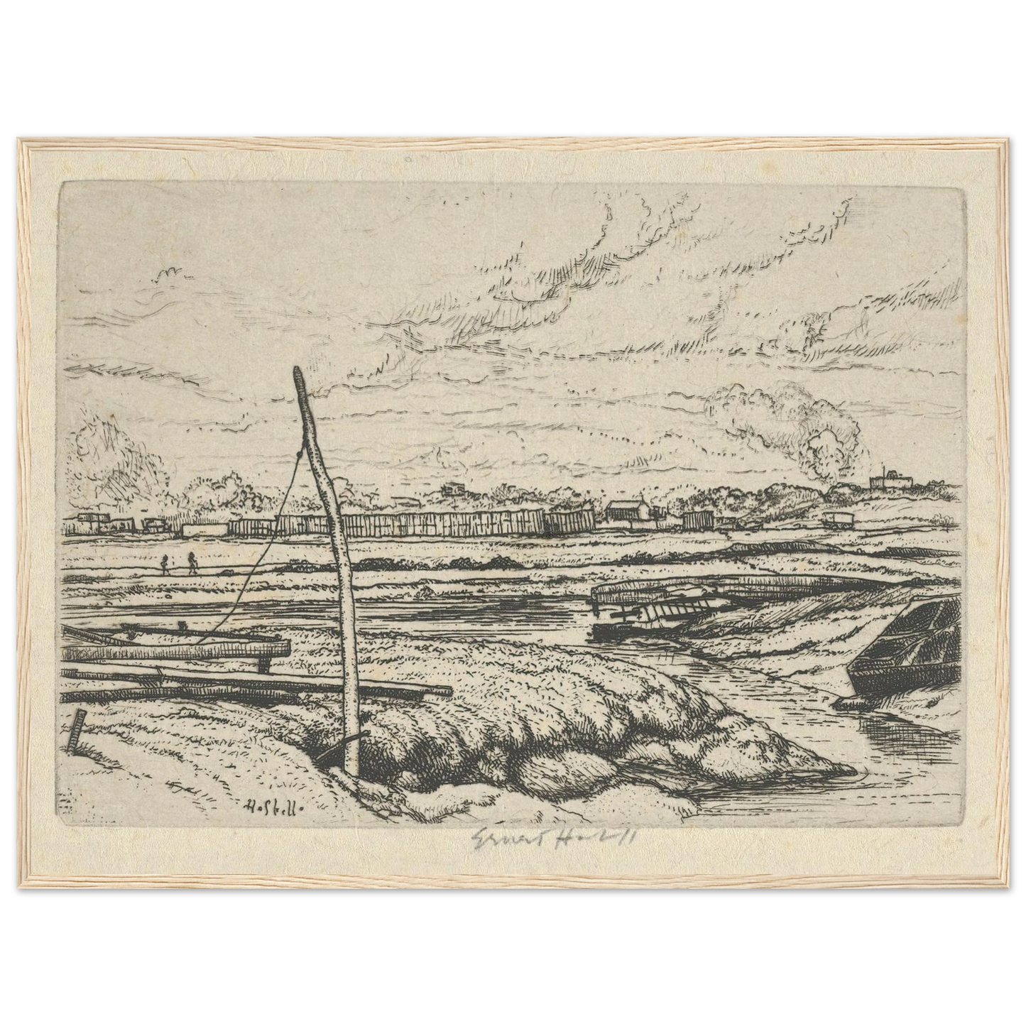 Long Island Marshes (1900-1925) Art Print | Ernest Haskell - Framed Poster - 30x40 cm / 12x16″ - Black frame