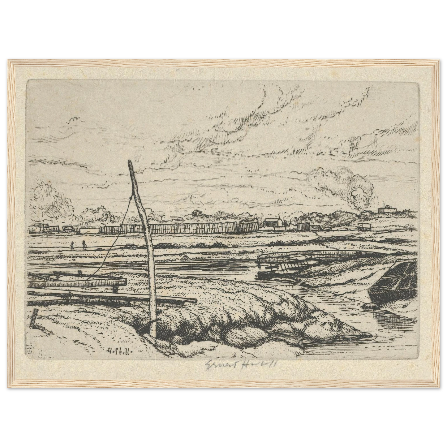 Long Island Marshes (1900-1925) Art Print | Ernest Haskell - Framed Poster - 30x40 cm / 12x16″ - Black frame