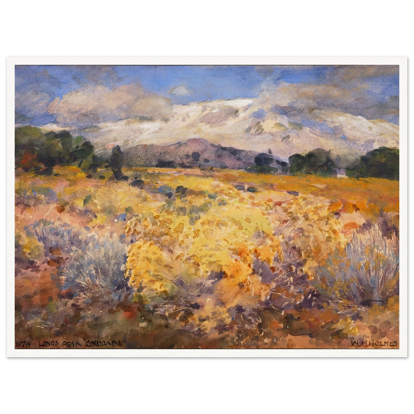 Long’s Peak, Colorado (1874) Art Print | William Henry Holmes - Framed Poster - 30x40 cm / 12x16″ - Black frame