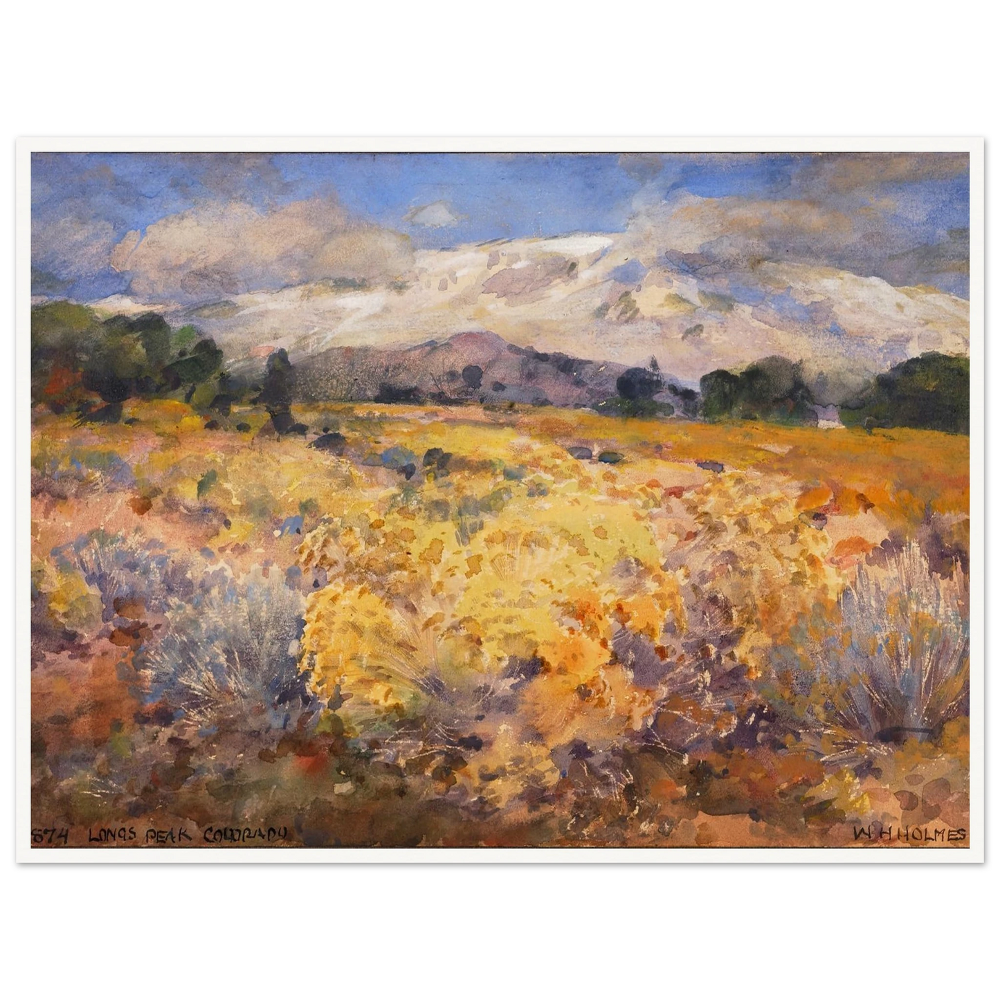 Long’s Peak, Colorado (1874) Art Print | William Henry Holmes - Framed Poster - 30x40 cm / 12x16″ - Black frame