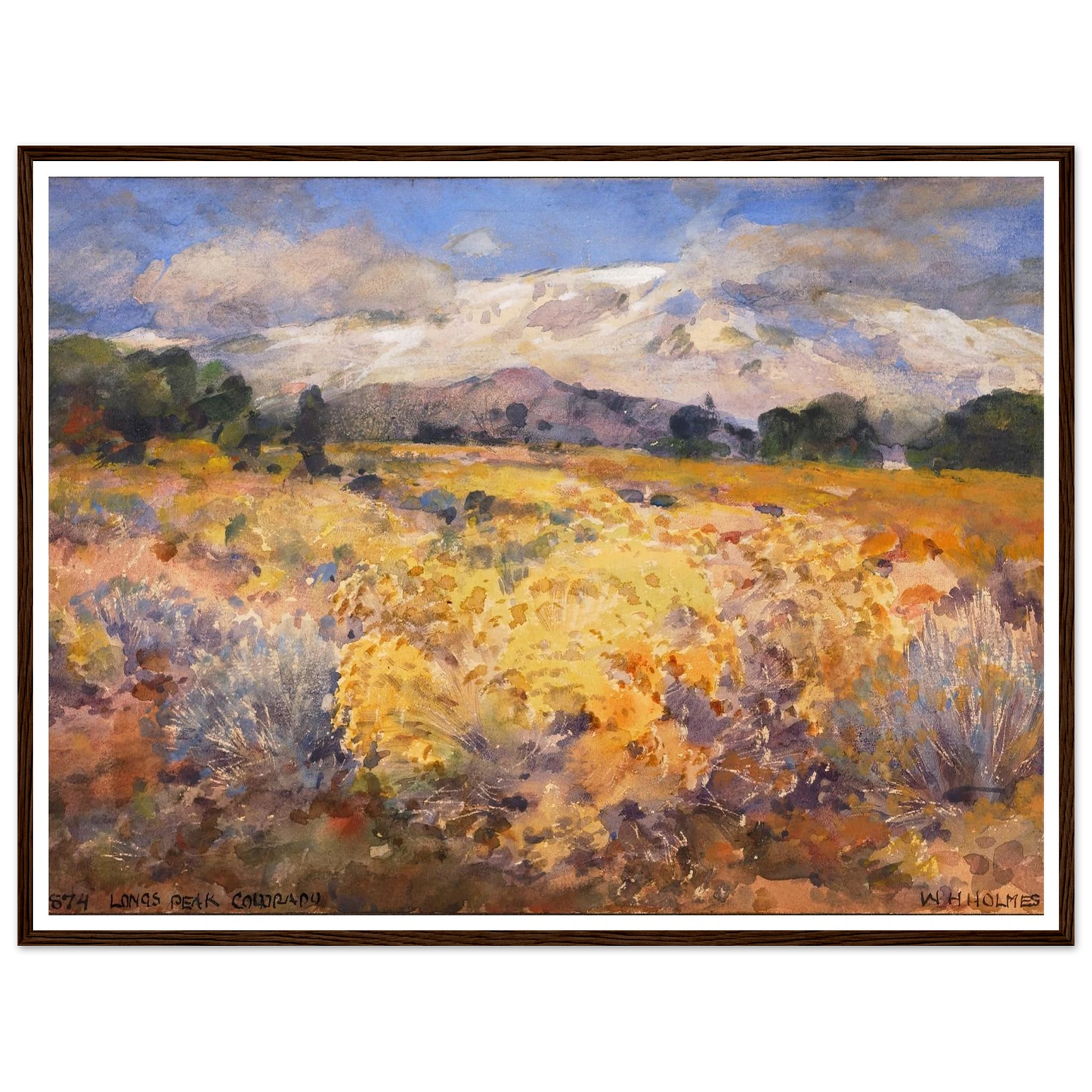Long’s Peak, Colorado (1874) Art Print | William Henry Holmes - Framed Poster - 30x40 cm / 12x16″ - Black frame