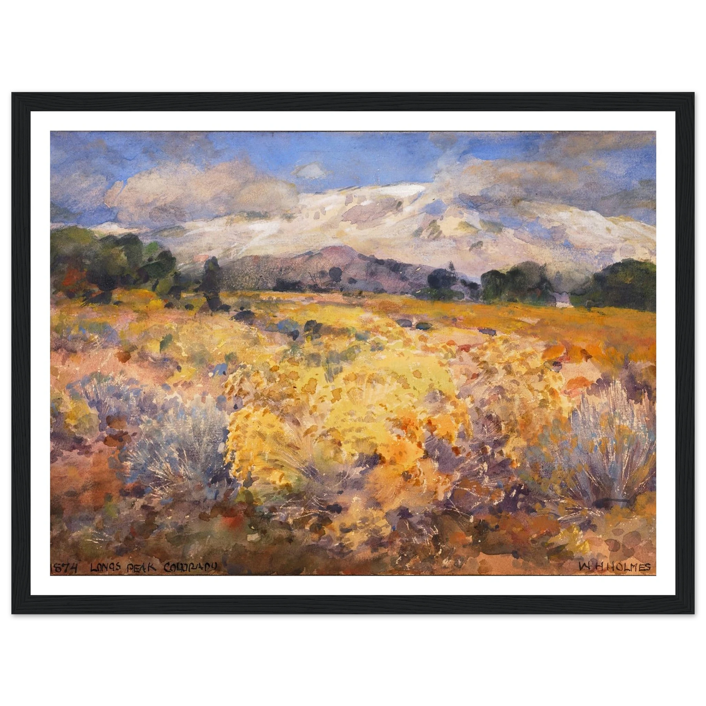 Long’s Peak, Colorado (1874) Art Print | William Henry Holmes - Framed Poster - 30x40 cm / 12x16″ - Black frame