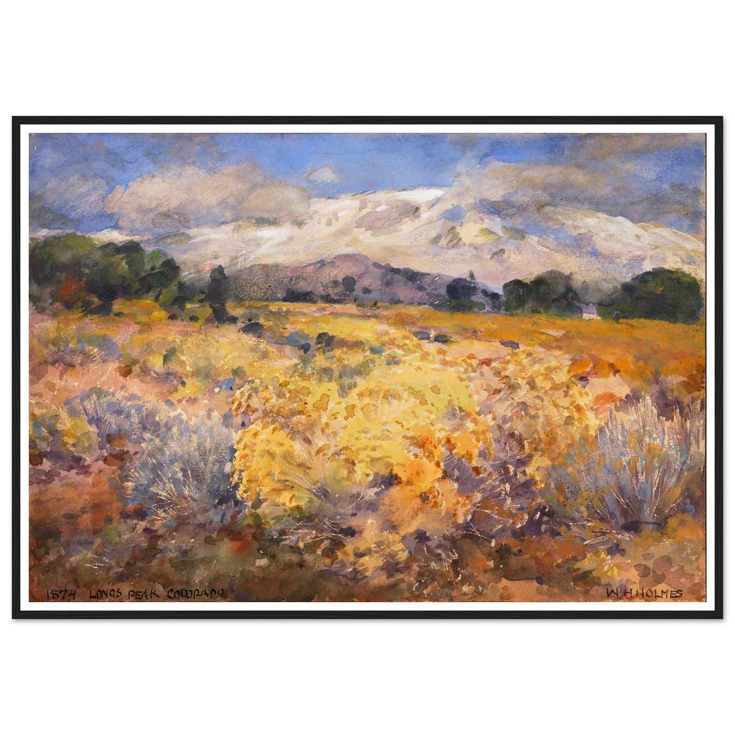 Long’s Peak, Colorado (1874) Art Print | William Henry Holmes - Framed Poster - 30x40 cm / 12x16″ - Black frame