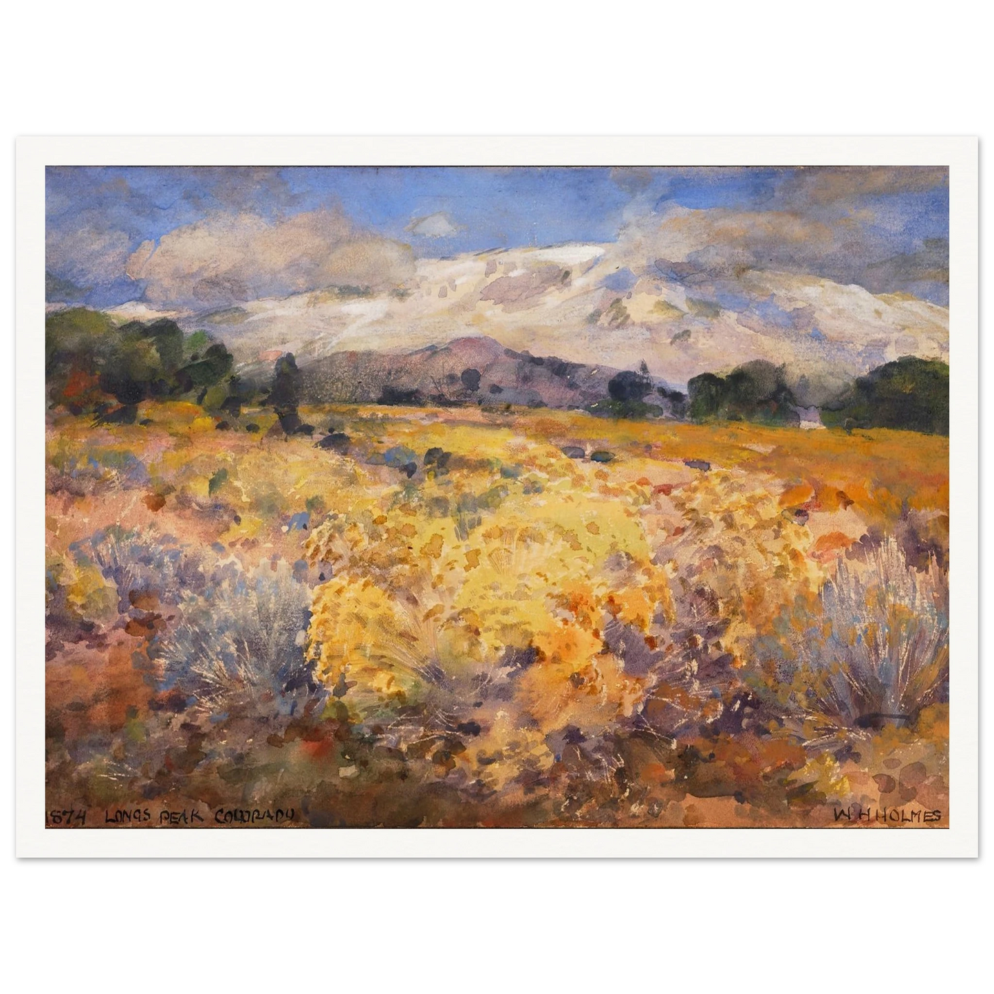 Long’s Peak, Colorado (1874) Art Print | William Henry Holmes - Framed Poster - 30x40 cm / 12x16″ - Black frame