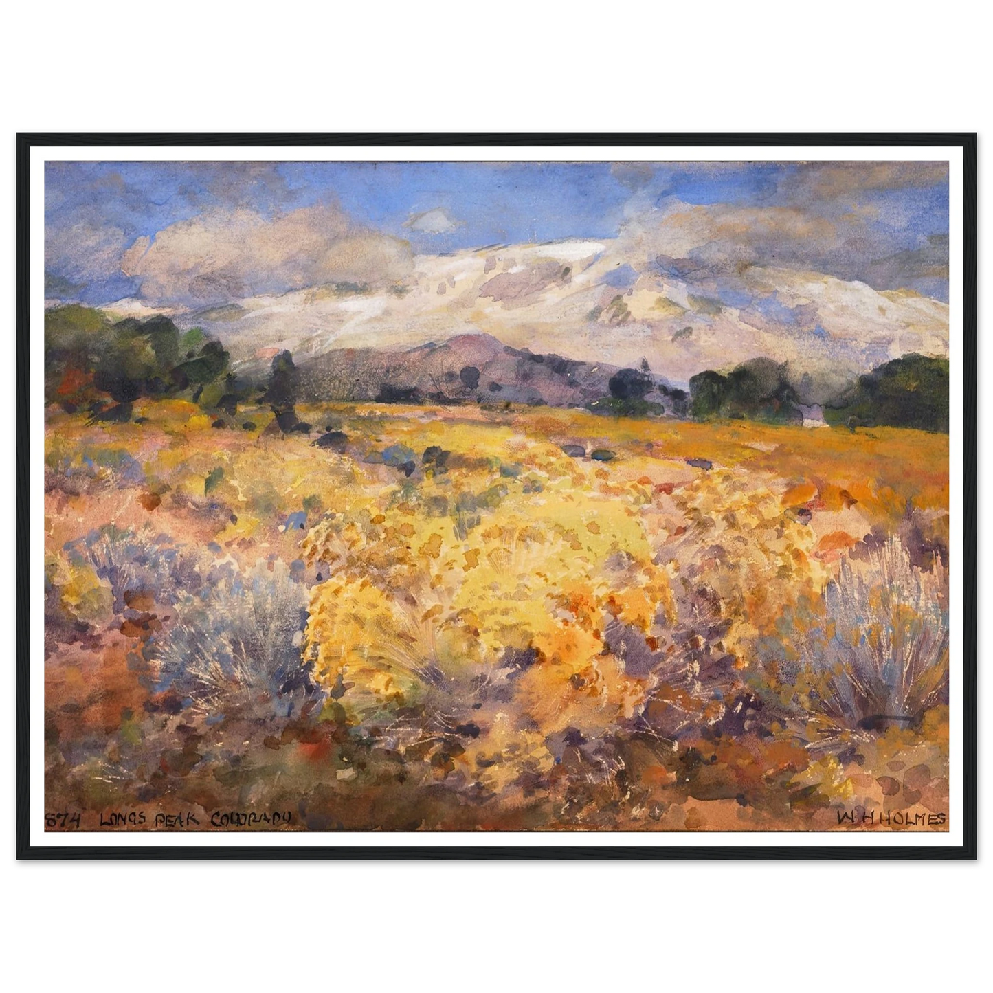 Long’s Peak, Colorado (1874) Art Print | William Henry Holmes - Framed Poster - 30x40 cm / 12x16″ - Black frame