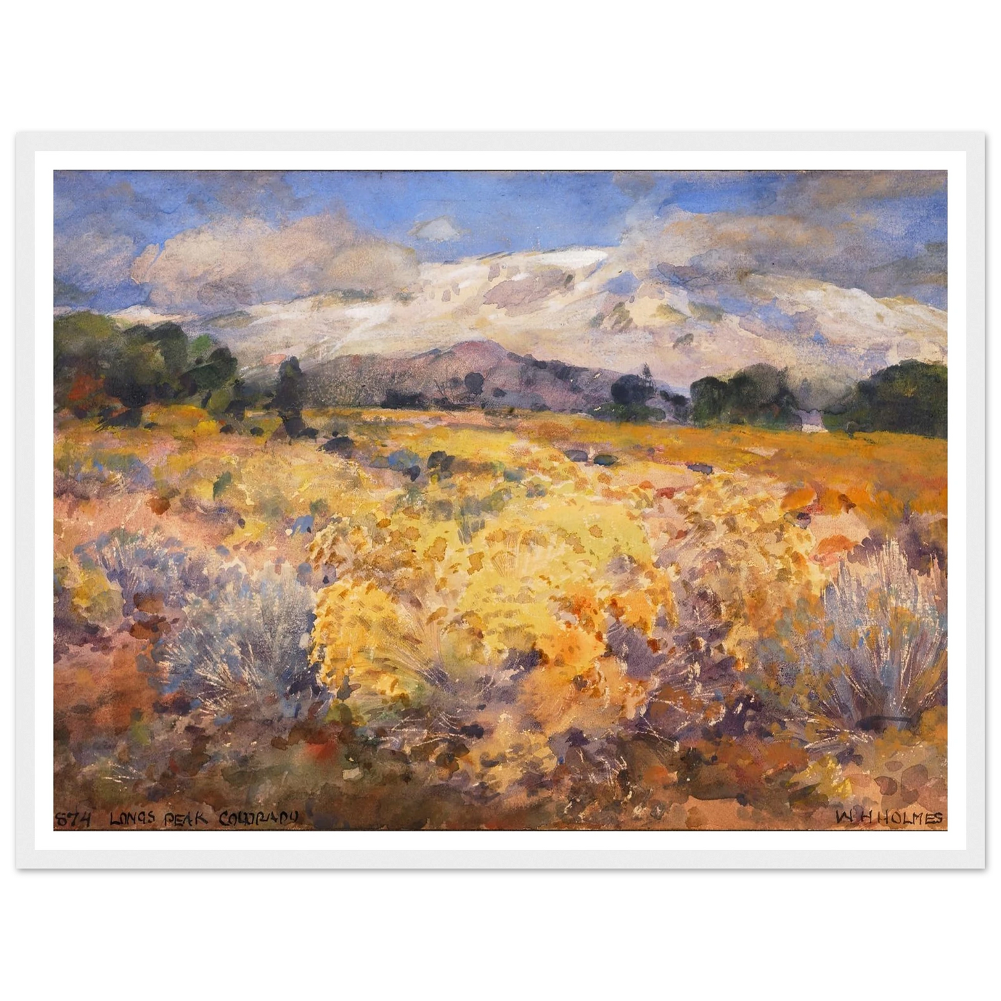 Long’s Peak, Colorado (1874) Art Print | William Henry Holmes - Framed Poster - 30x40 cm / 12x16″ - Black frame