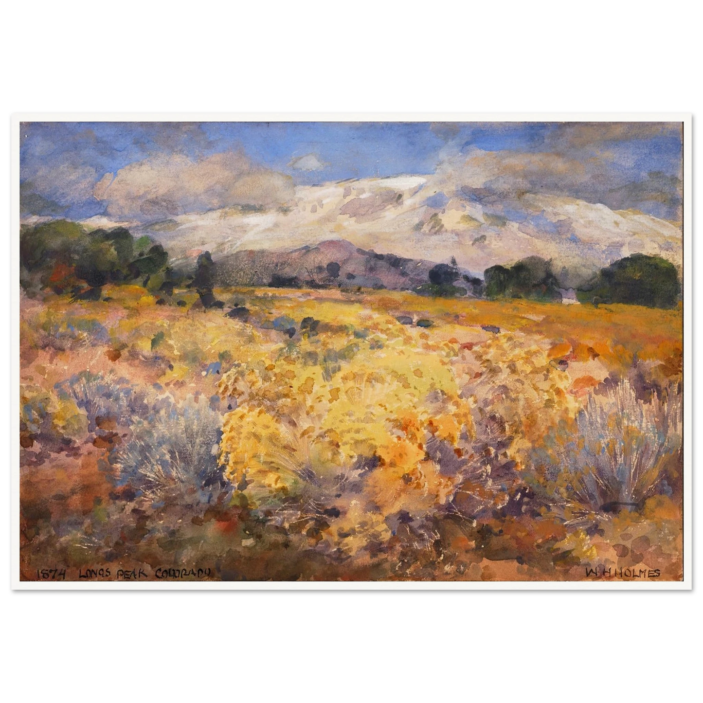 Long’s Peak, Colorado (1874) Art Print | William Henry Holmes - Framed Poster - 30x40 cm / 12x16″ - Black frame
