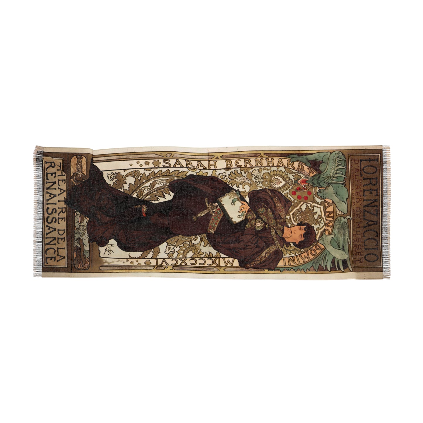 Lorenzaccio | Alphonse Mucha Scarf – Art Nouveau Scarf - - 27" × 71'' - 