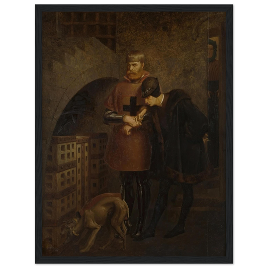Louis XI of France visiting Cardinal Balue in his iron cage (1883) Art Print | Jean Leon Gerome - Framed Poster - 30x40 cm / 12x16″ - Black frame