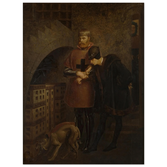 Louis XI of France visiting Cardinal Balue in his iron cage (1883) Art Print | Jean Leon Gerome - Framed Poster - 30x40 cm / 12x16″ - Black frame