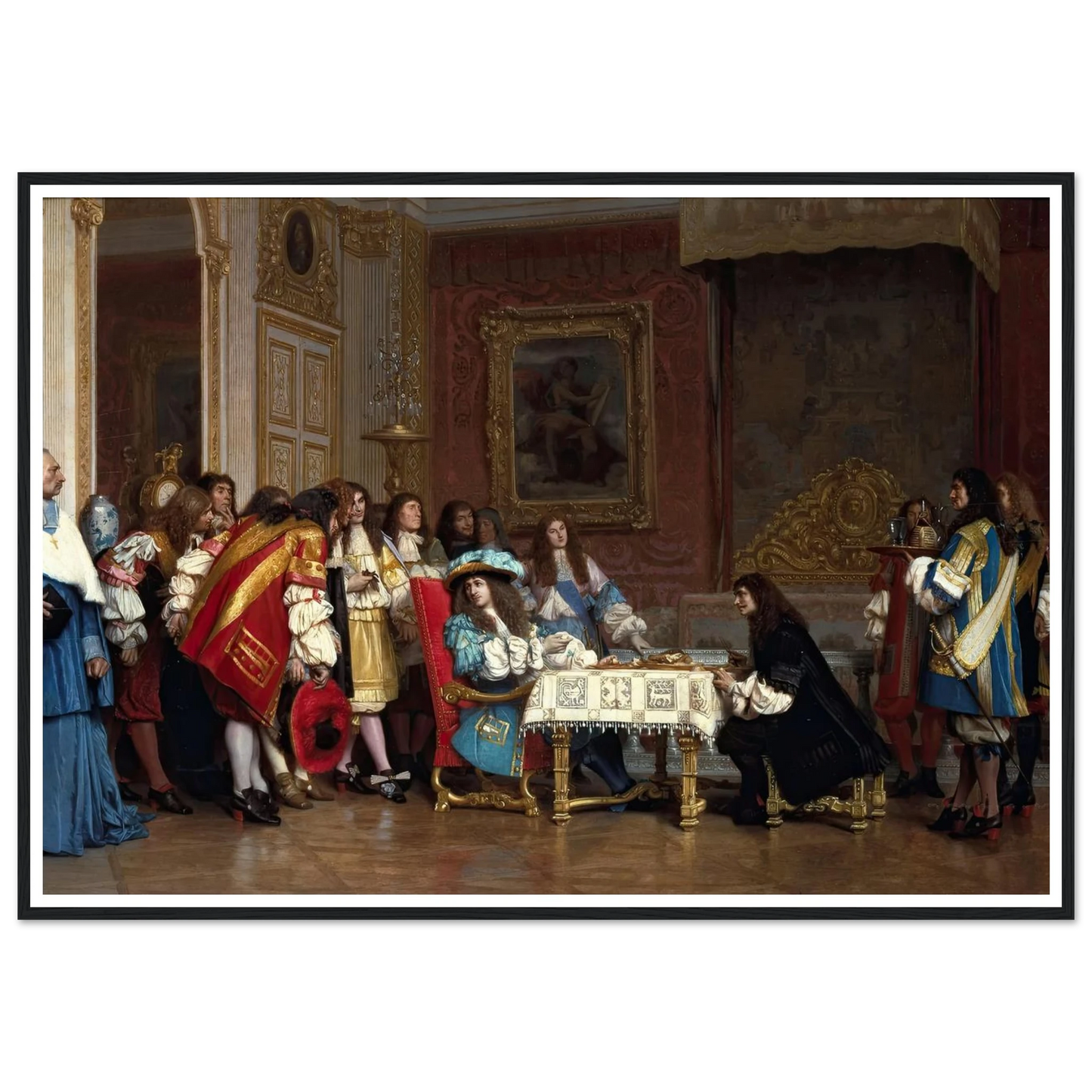 Louis XIV and Molière (1862) Art Print | Jean Leon Gerome - Framed Poster - 30x40 cm / 12x16″ - Black frame