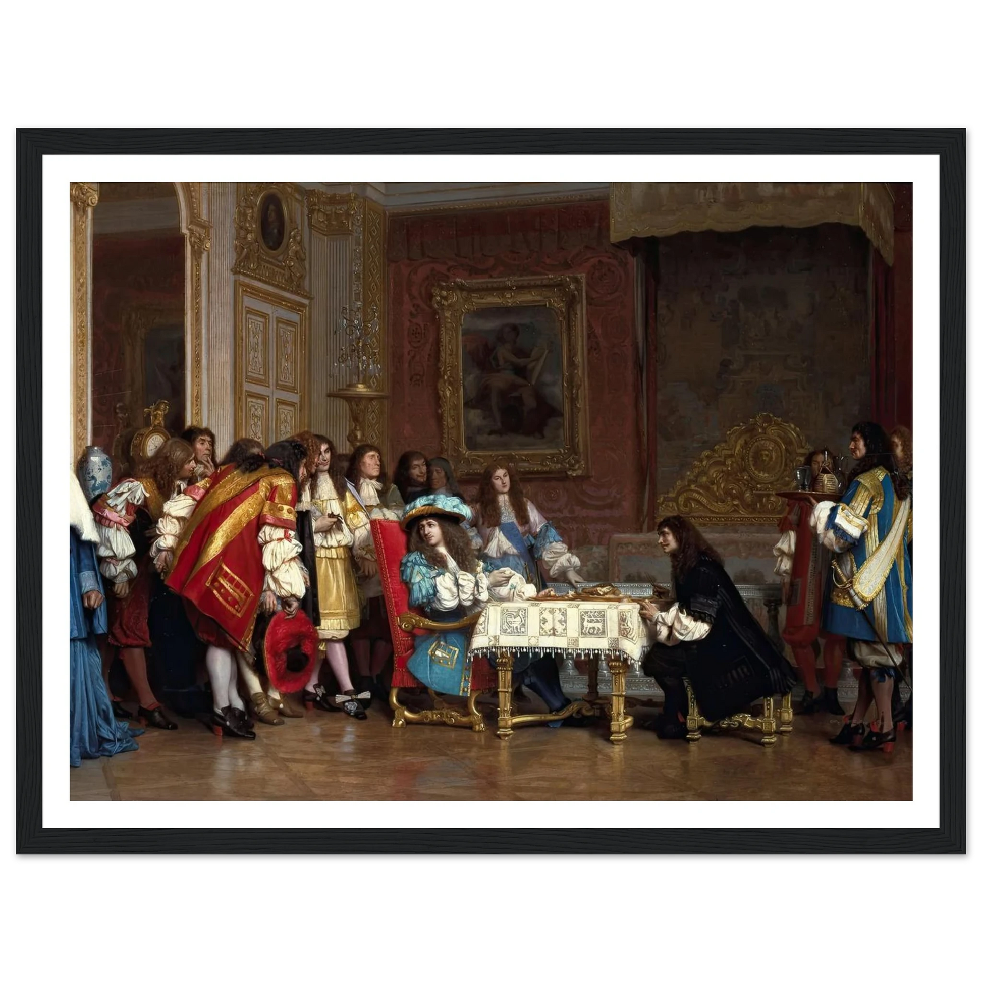 Louis XIV and Molière (1862) Art Print | Jean Leon Gerome - Framed Poster - 30x40 cm / 12x16″ - Black frame