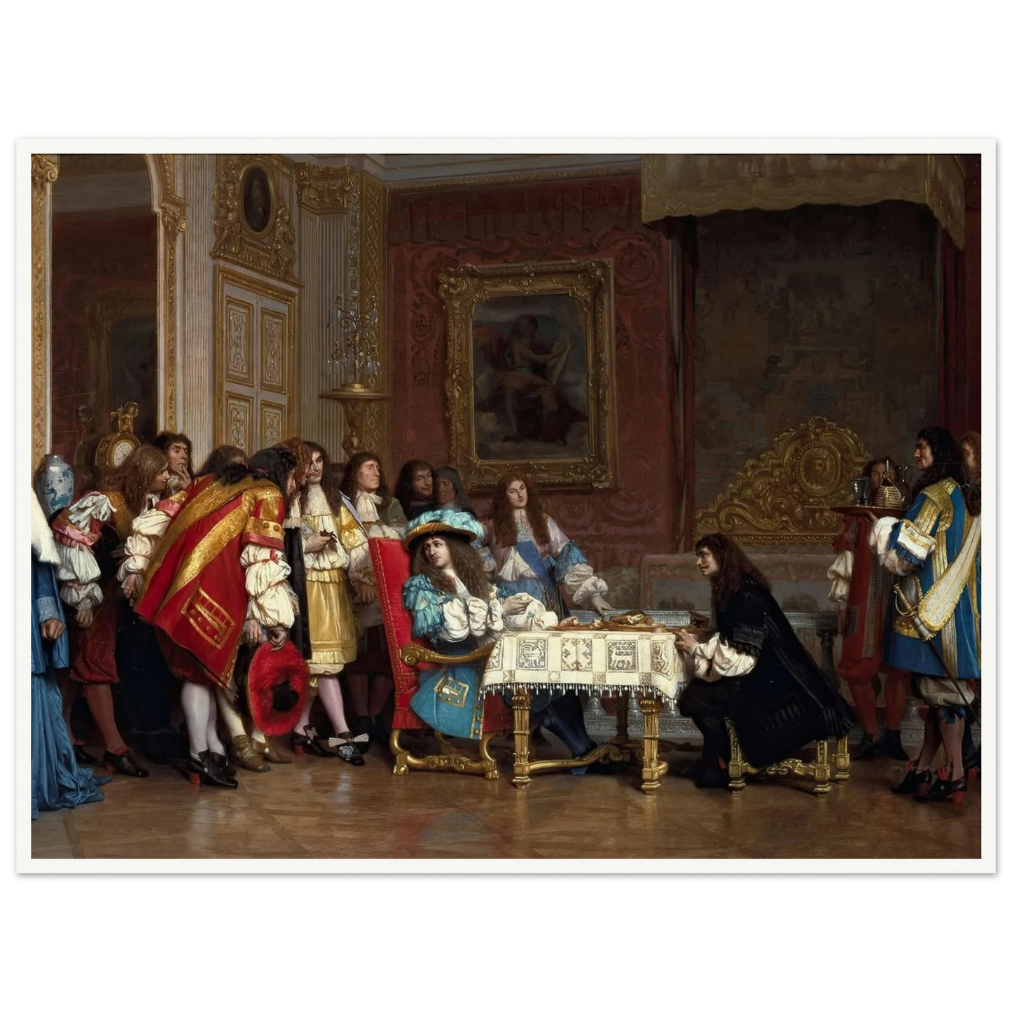 Louis XIV and Molière (1862) Art Print | Jean Leon Gerome - Framed Poster - 30x40 cm / 12x16″ - Black frame