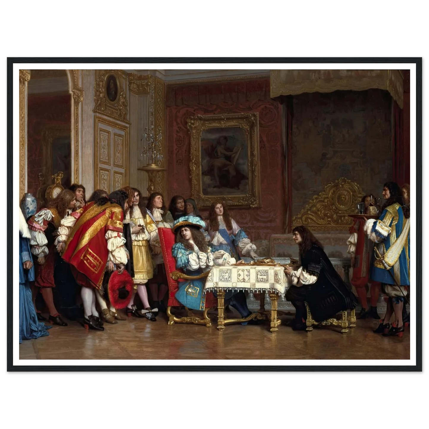 Louis XIV and Molière (1862) Art Print | Jean Leon Gerome - Framed Poster - 30x40 cm / 12x16″ - Black frame