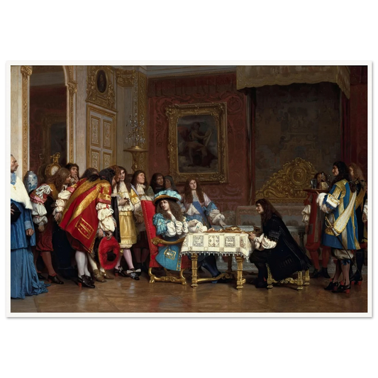 Louis XIV and Molière (1862) Art Print | Jean Leon Gerome - Framed Poster - 30x40 cm / 12x16″ - Black frame