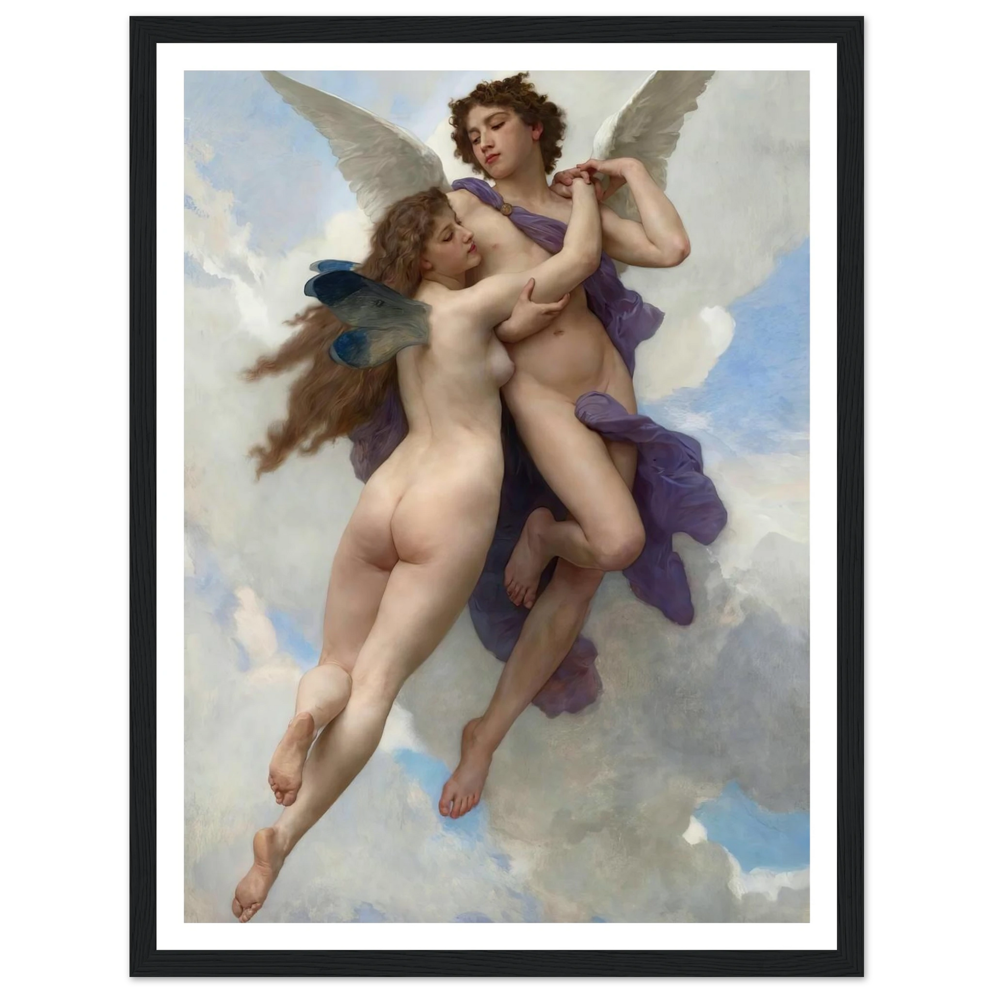 Love And Psyché (1899) Art Print | William Bouguereau - Framed Poster - 30x40 cm / 12x16″ - Black frame