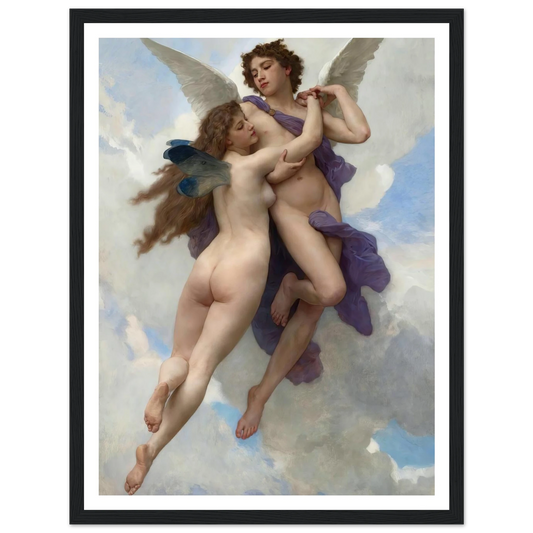 Love And Psyché (1899) Art Print | William Bouguereau - Framed Poster - 30x40 cm / 12x16″ - Black frame