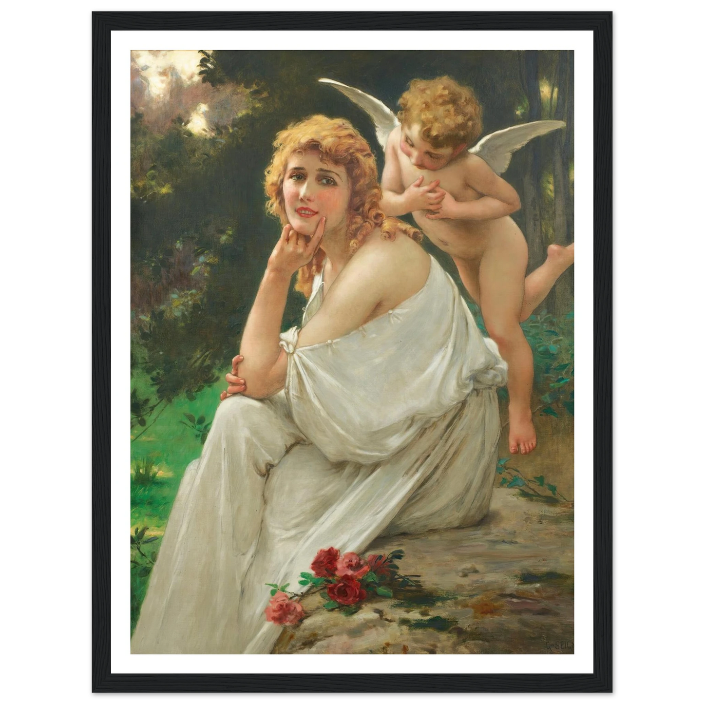 Love’s muse (portrait of Mary Pickford) Art Print | Guillaume Seignac - Framed Poster - 30x40 cm / 12x16″ - Black frame